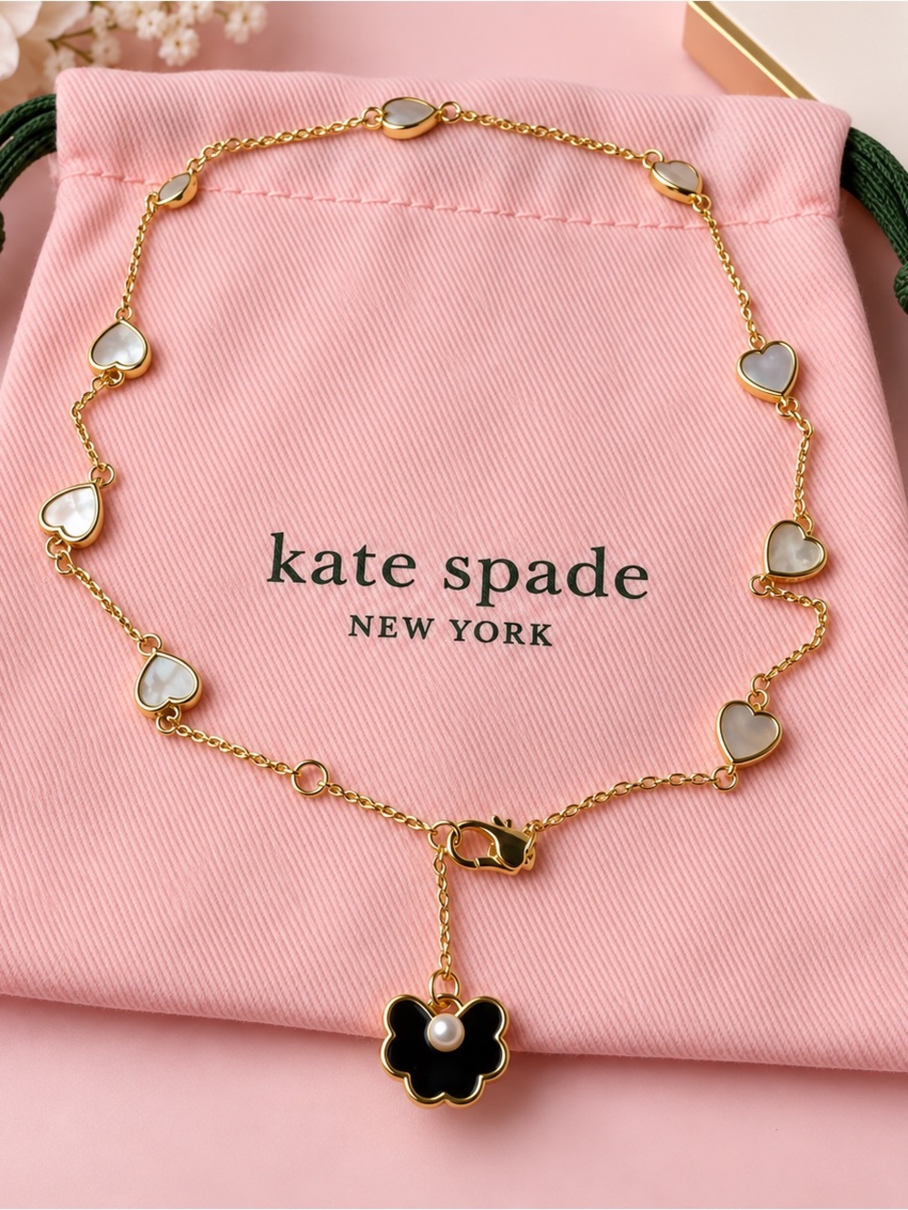 kate spade Gold Heart and Petal Charm Necklace